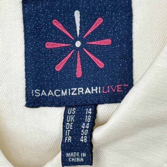 ISAAC MIRAHI LIVE White Denim Button-Up Jacket With Gold-Tone Hardware Sz 14 - Picture 7 of 9